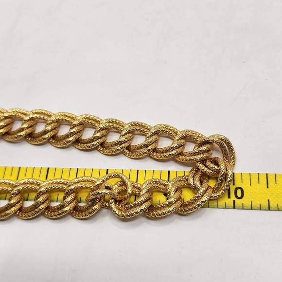 Napier Double Link Chain Choker Necklace Textured Gold Tone Vintage Jewelry - Picture 7 of 7
